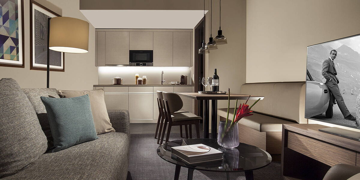 ACASA Suite mit integrierter Kleinküche im ACASA Suites Zürich